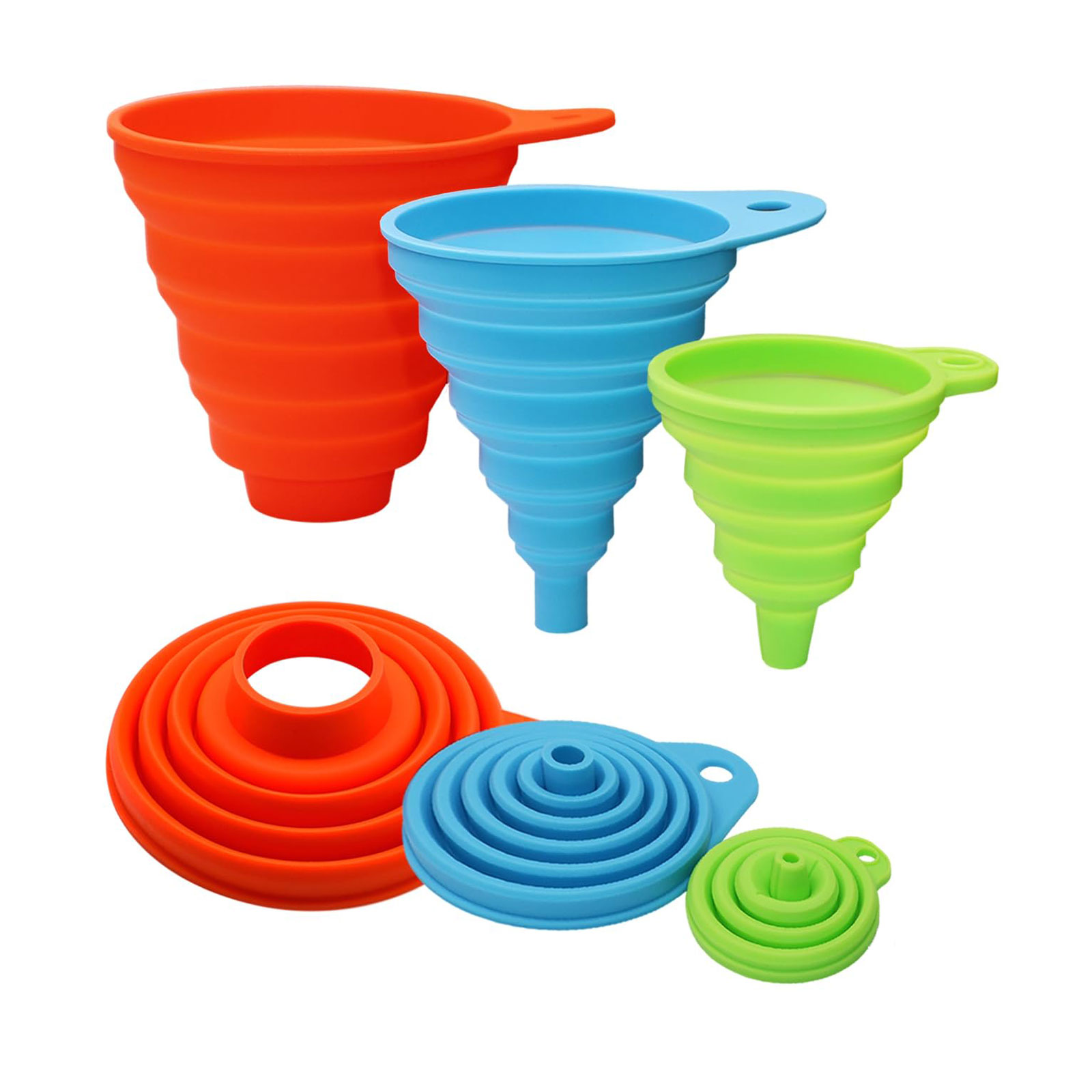 Water Bottle Collapsible - 3 Pcs Kitchen Funnel Set, Silicone