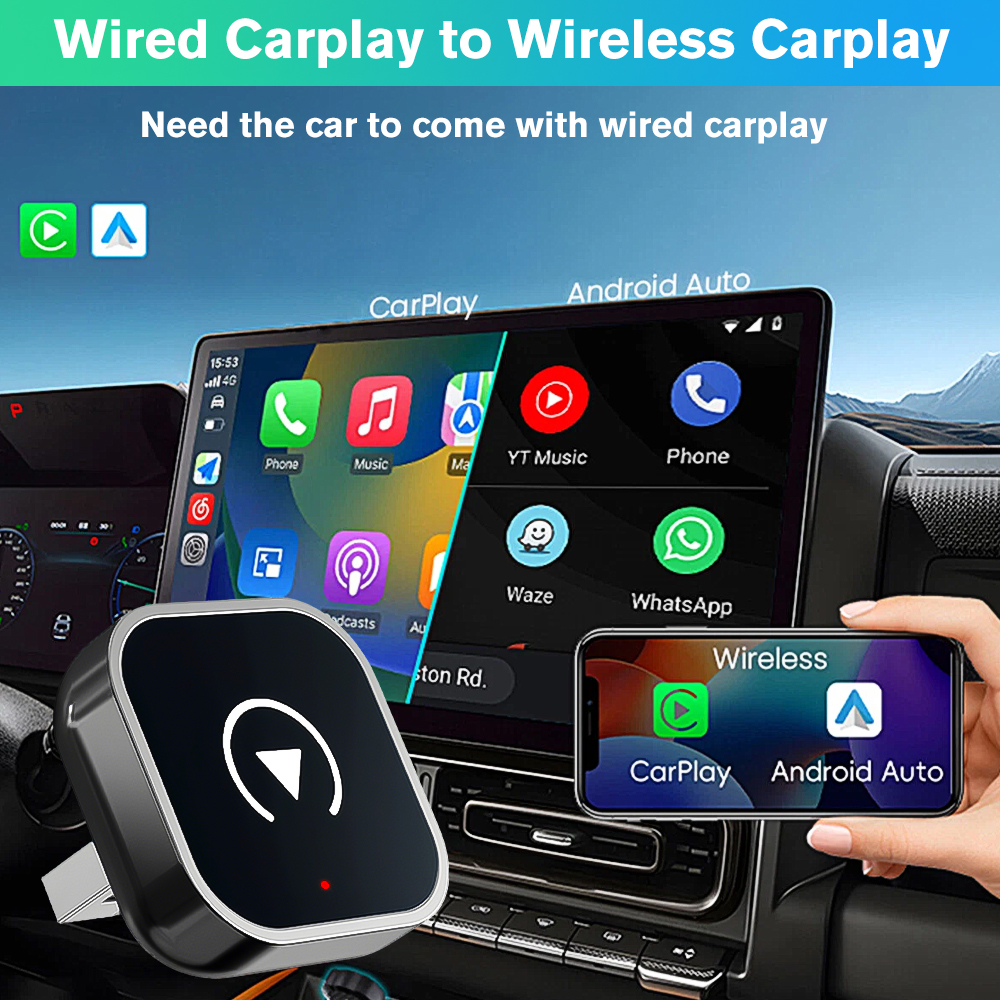 Travel Plug Type C - Mini Wireless Carplay Adapter Converts Wired