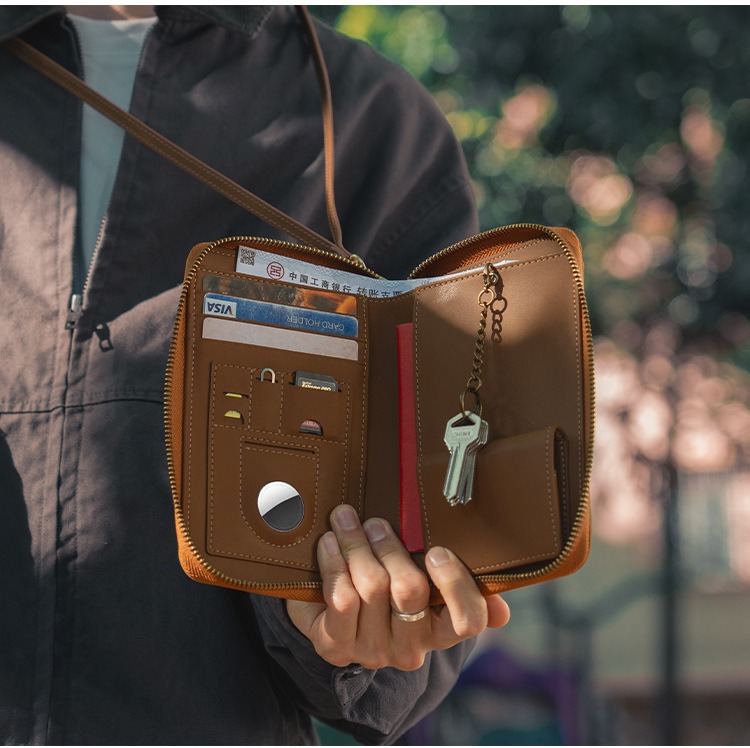 Travel Accessories Neck - Men's Leather Passport Holders with AirTag