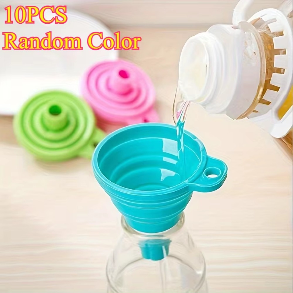 Water Bottle Collapsible - 10pcs Foldable Silicone Kitchen Funnel Set