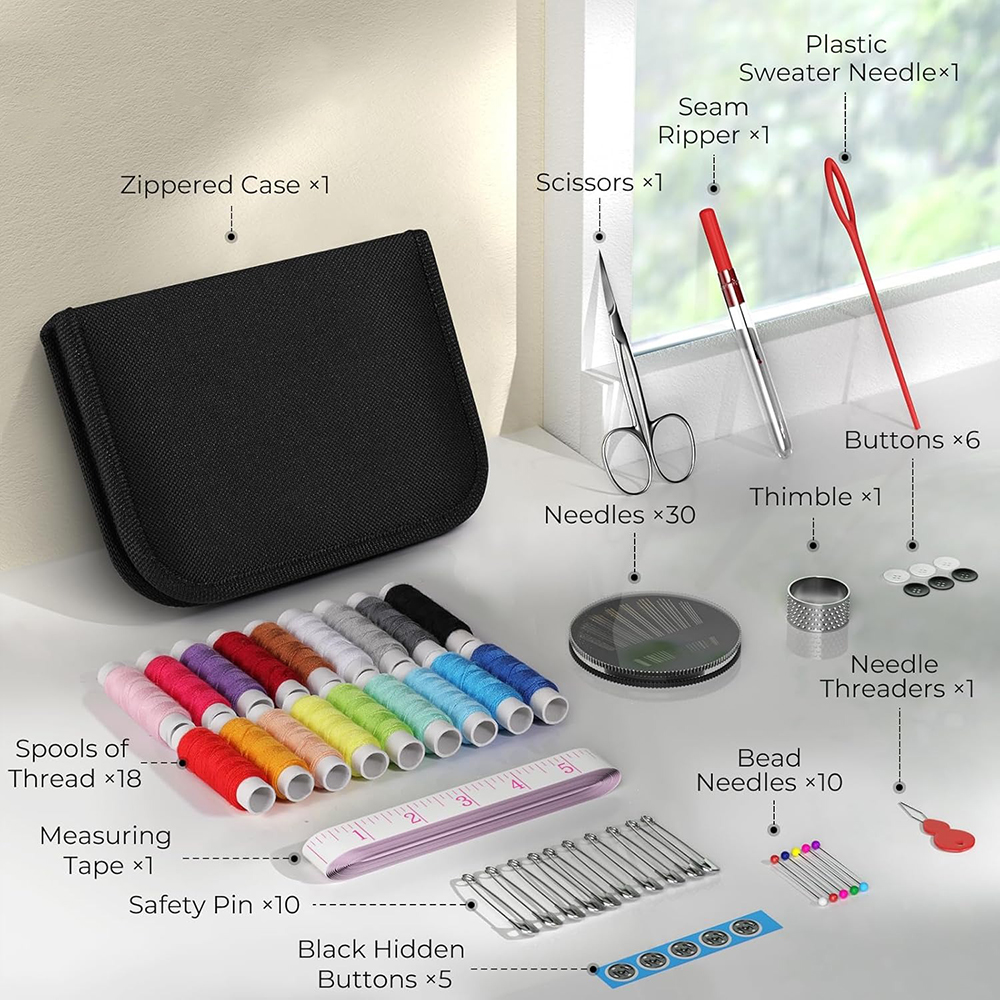 Travel Accessories To Sew - Sewing Kit with 86 Sewing Accessories