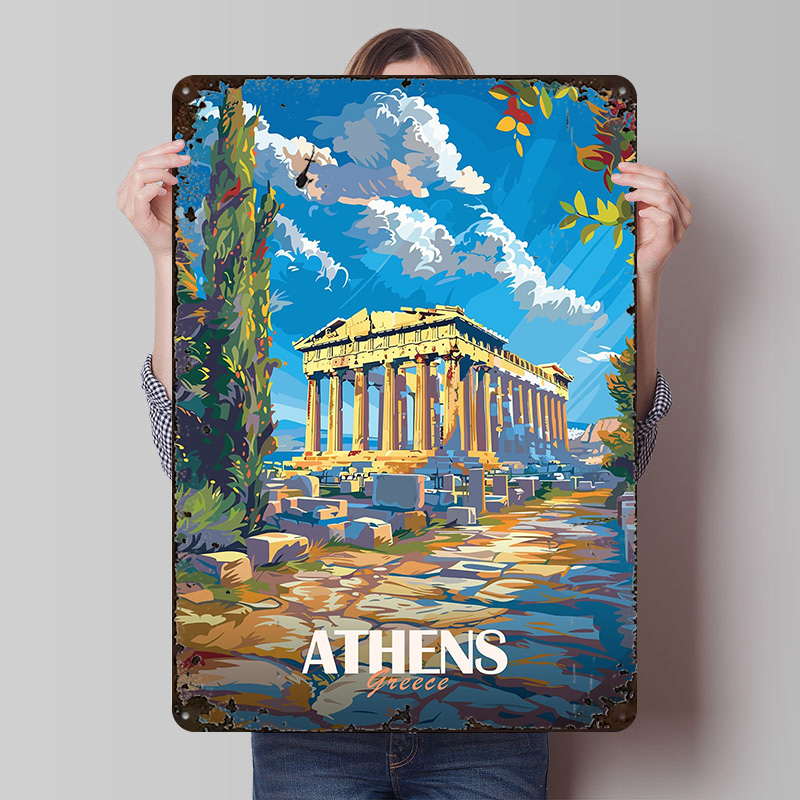 Travel Accessories Greece - Greece City Travel Tin Sign Wall