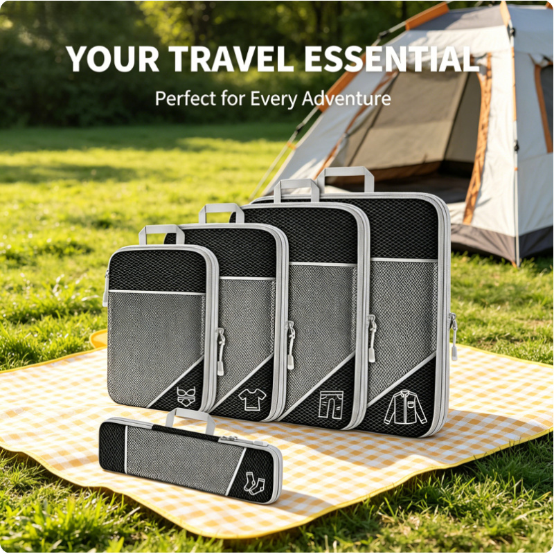 Travel Accessories Organiser - Expandable Mesh Compression Storage Cube Bag