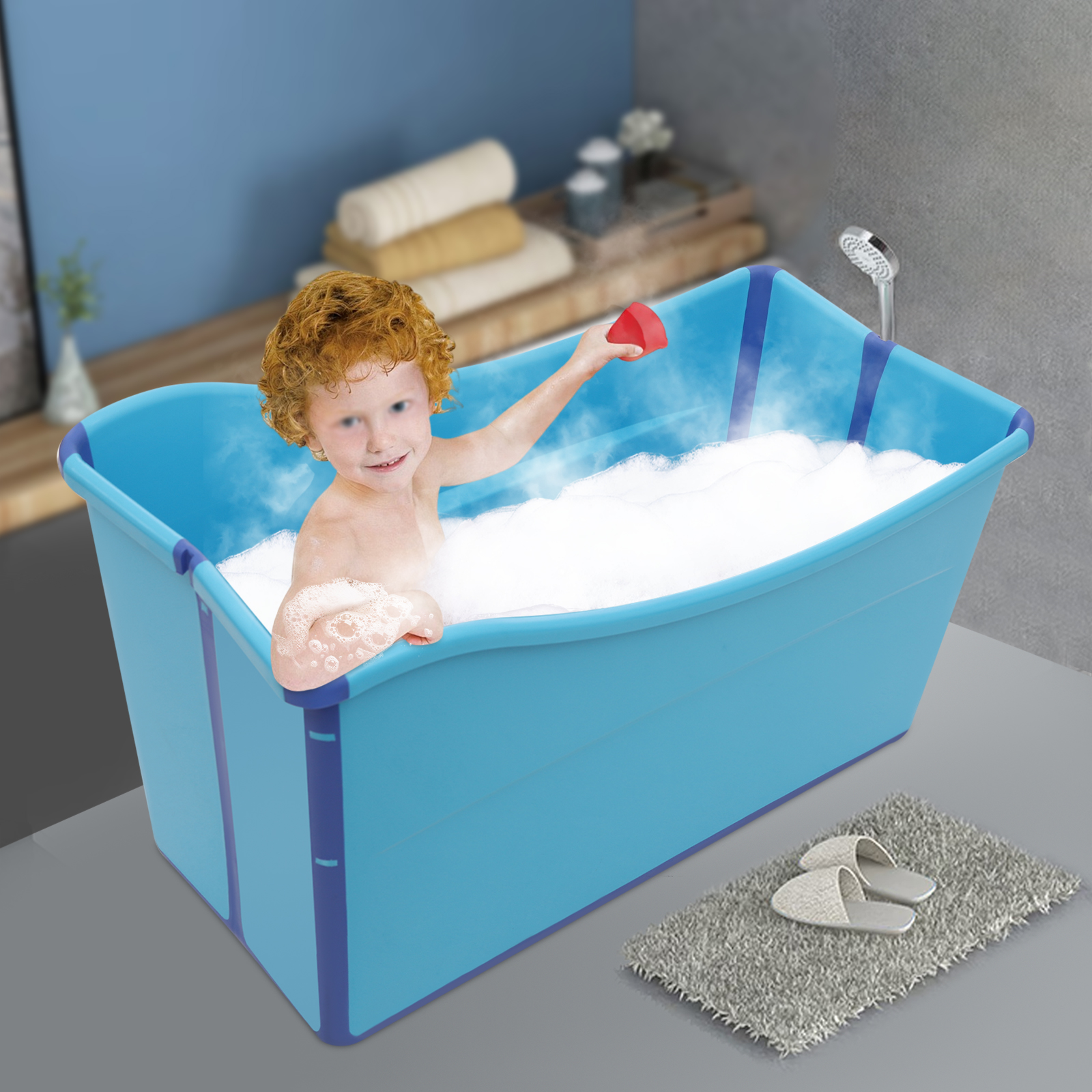 Travel Accessories For 4 Year Old - Large Foldable Bathtub for Adults, Collapsible