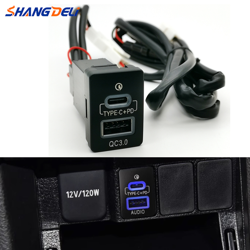Travel Plug Type C - 33*23mm Car Type-C PD USB QC3.0