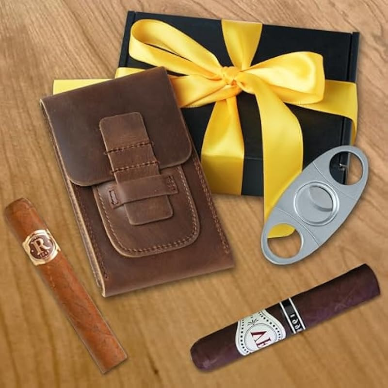 Genuine Leather Cigar Case 3 C - Travel Accessories Gifts For Men のレビューと価格