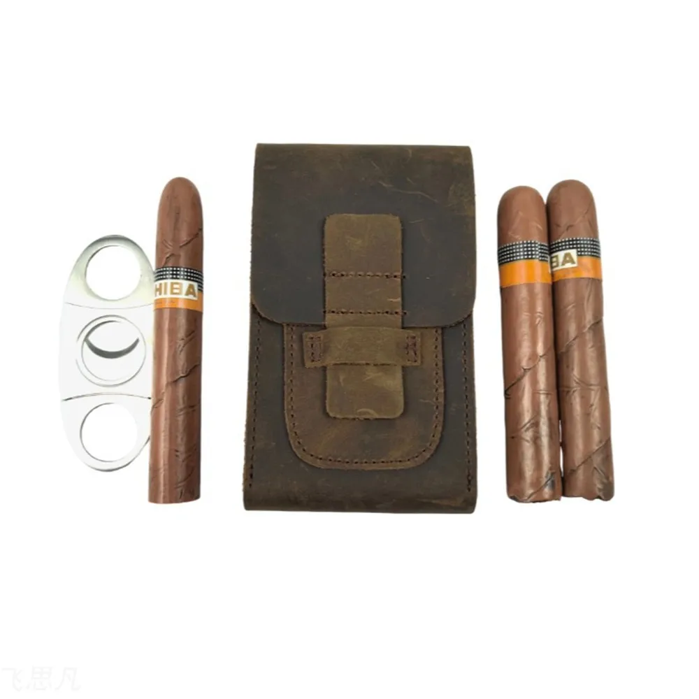 Genuine Leather Cigar Case 3 C - Travel Accessories Gifts For Men のレビューと価格