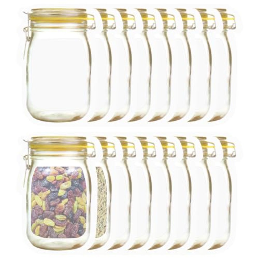 16Pcs Mason Jar Bags 5 oz - Re - Travel Ziplock Bags のレビューと価格