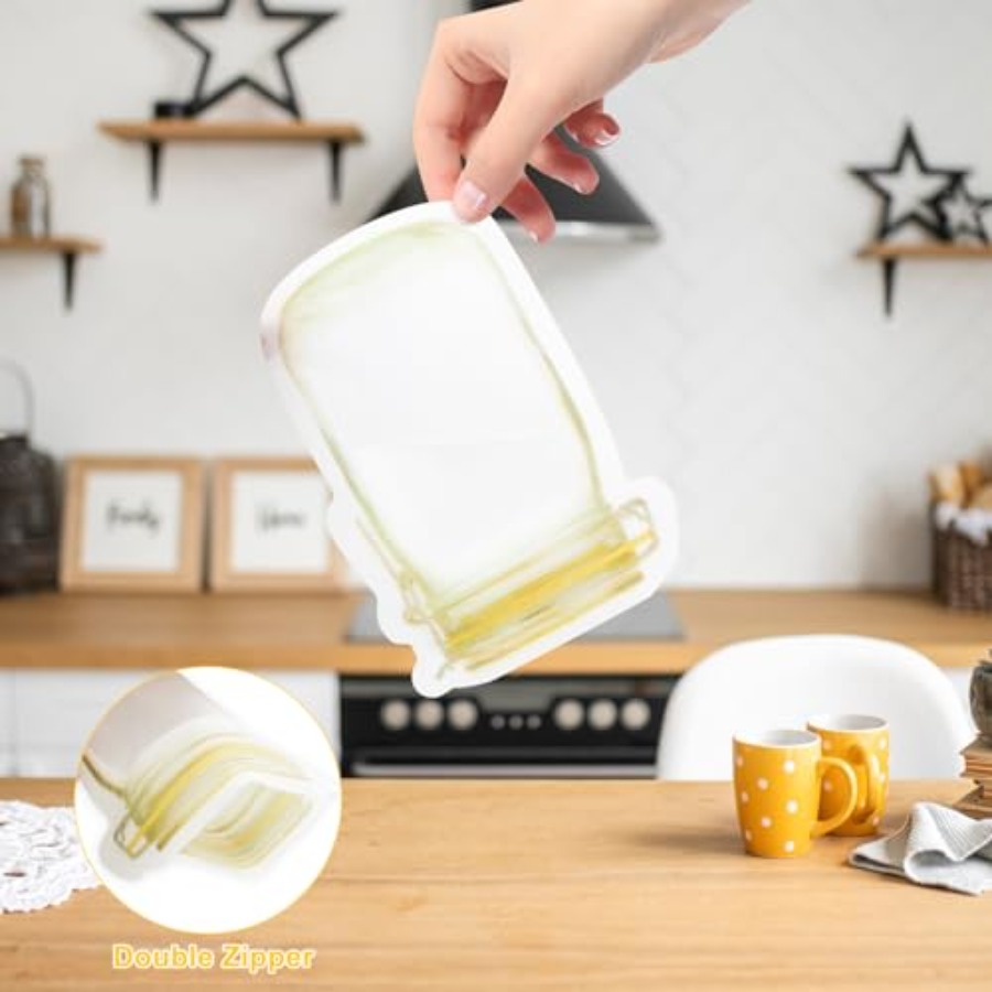 16Pcs Mason Jar Bags 5 oz - Re - Travel Ziplock Bags のレビューと価格