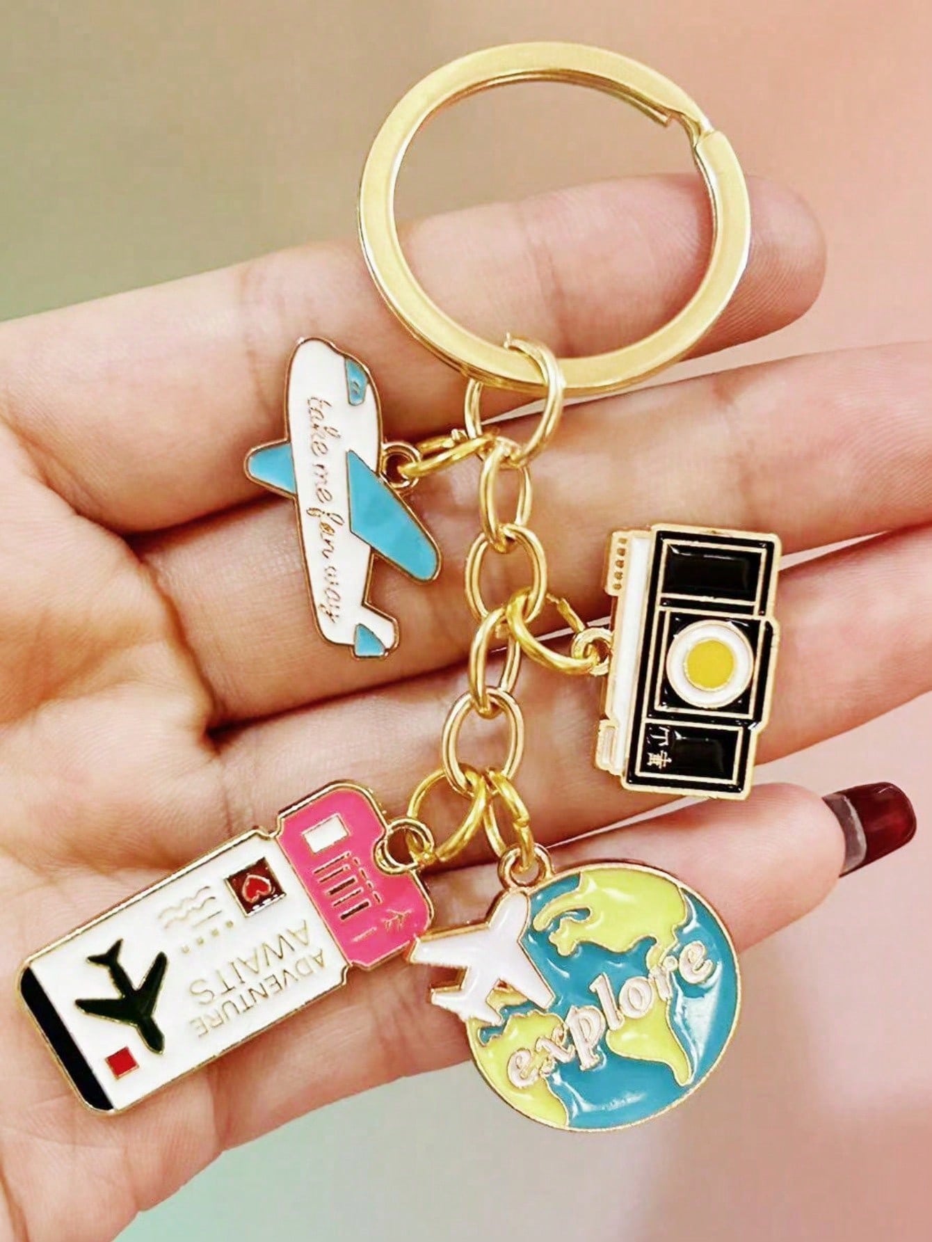 1pc New Enamel Airplane & Glob - Travel Related Accessories のレビューと価格