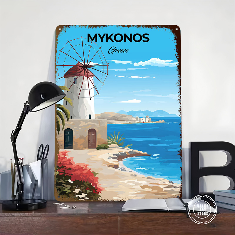 Mykonos Greece Travel Poster C - Travel Accessories Greece のレビューと価格