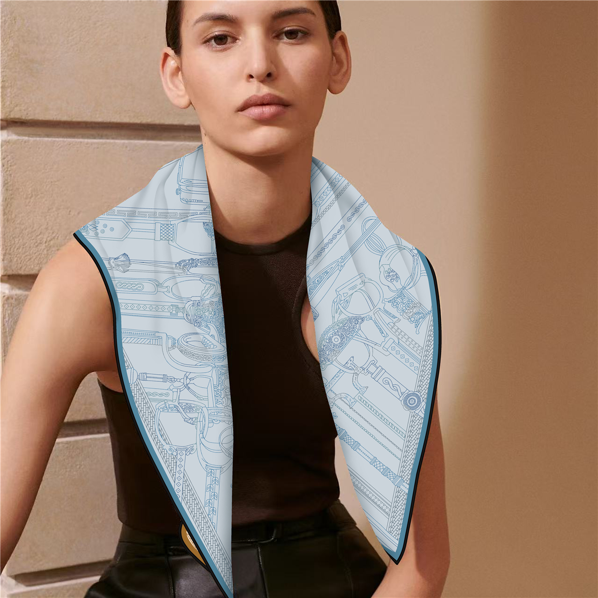 Two Sided Print Twill Scarf Wo - Travel Accessories Neck のレビューと価格