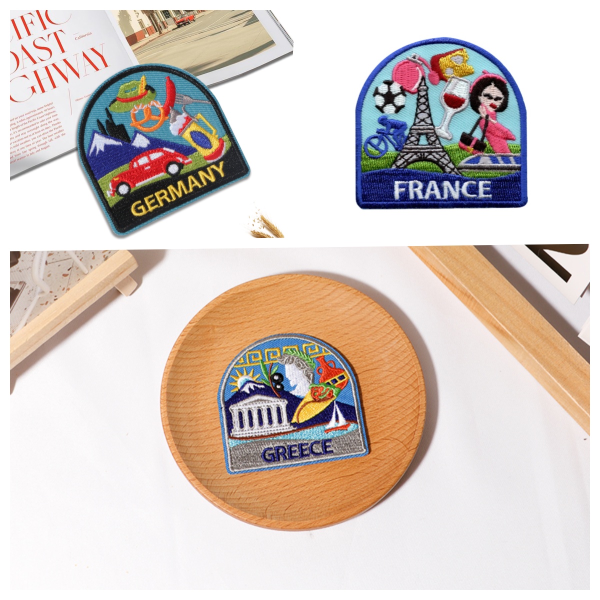 3Pcs European Country Art Embr - Travel Accessories Greece のレビューと価格