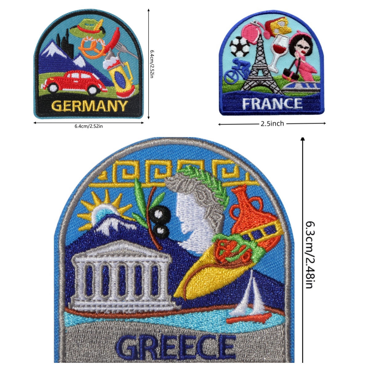 3Pcs European Country Art Embr - Travel Accessories Greece のレビューと価格