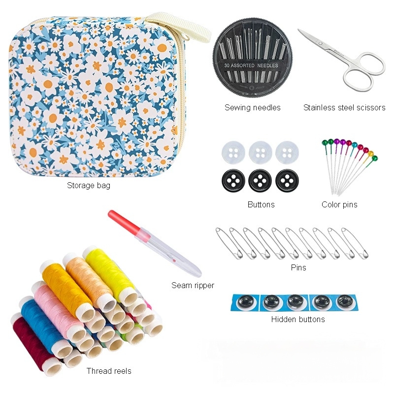 Mini Floral Sewing Kit Portabl - Travel Accessories To Sew のレビューと価格