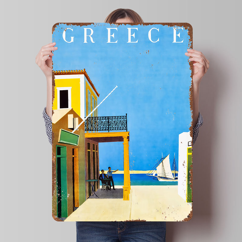 Greece Travel Metal Poster Cus - Travel Accessories Greece のレビューと価格