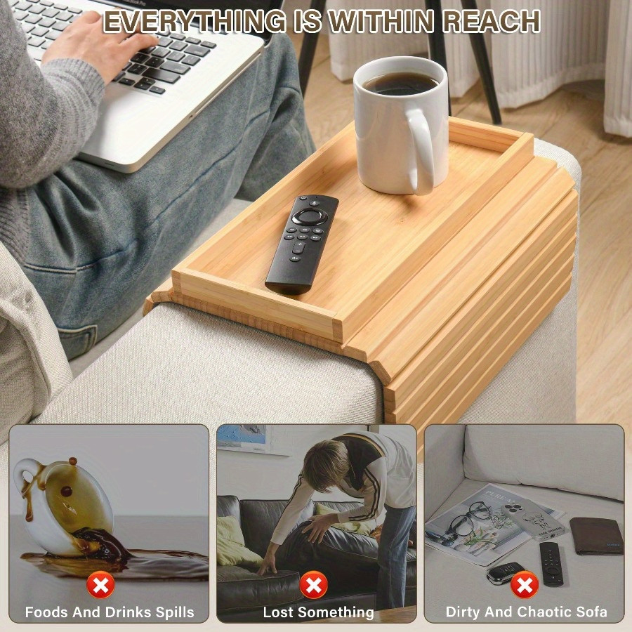 Sofa Arm Tray Table with Cup H - Water Bottle Collapsible のレビューと価格