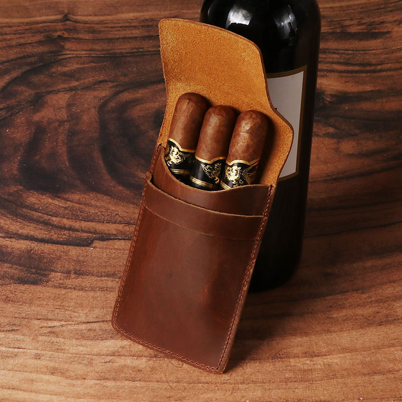 Leather Cigar Case Bag for 3 C - Travel Accessories And Gadgets のレビューと価格