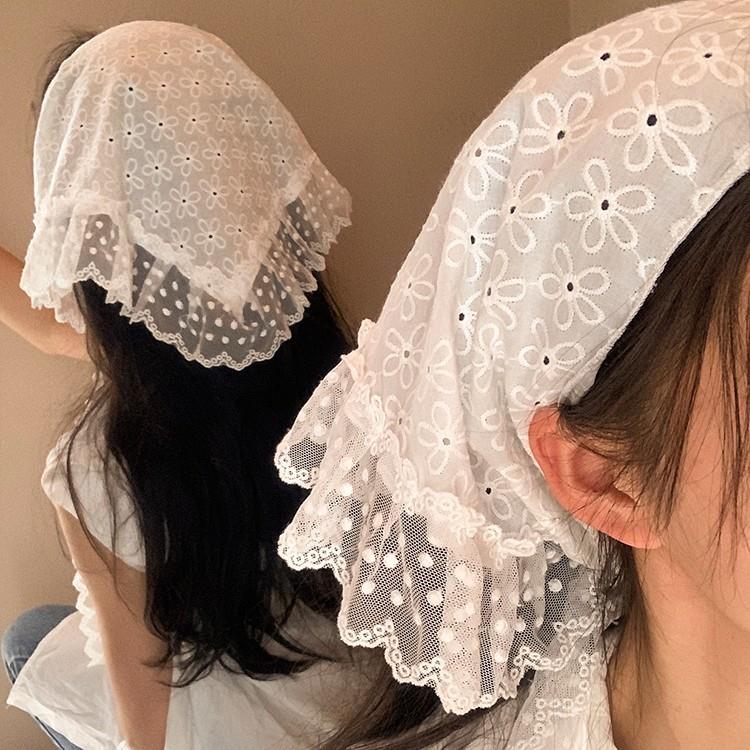 Retro Lace Trim Scarf Women Tr - Travel Accessories Neck のレビューと価格