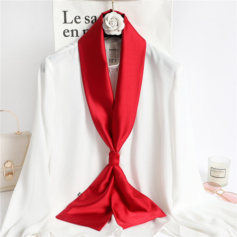 Red Solid Color Long Silk Scar - Travel Accessories Neck のレビューと価格