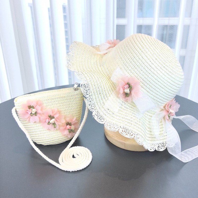 Girls 2pcs Straw Hat Solid Col - Travel Accessories For 4 Year Old のレビューと価格