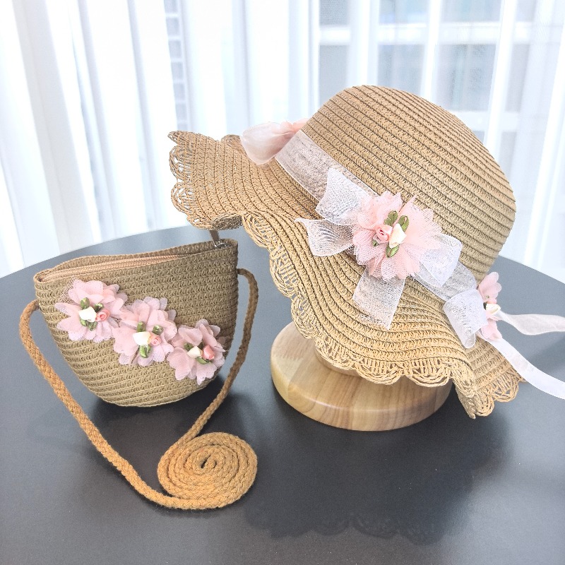 Girls 2pcs Straw Hat Solid Col - Travel Accessories For 4 Year Old のレビューと価格